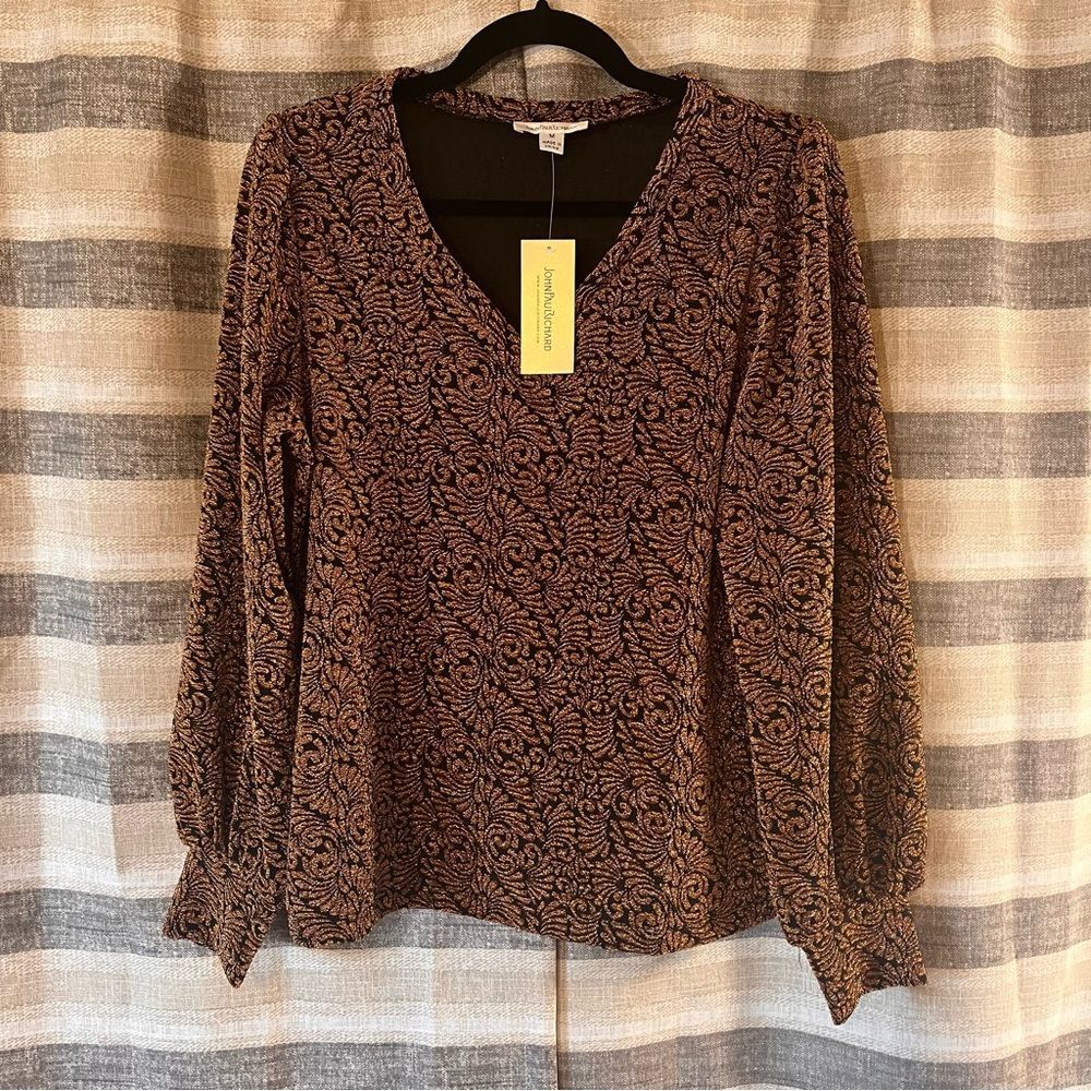 JohnPaulRichard Bronze And Black Blouse Size Medium